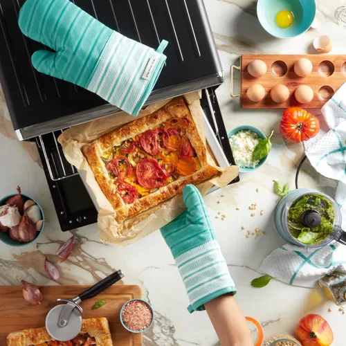 Miniatura 5 de KitchenAid Albany - Manoplas para horno, paquete de 2, Aqua Sky, 7 x 13 pulgadas