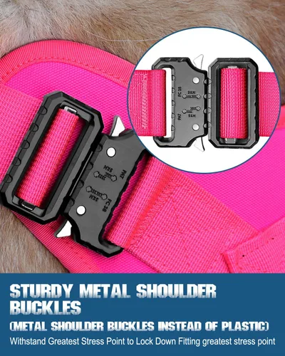 Miniatura 3 de Arnés Táctico para Perros - PETNANNY Arnés para Perros Chaleco de Perro de Servicio para Perros de Raza Grande, Panel de Velcro para Parches de Rosa
