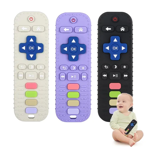 Miniatura 10 de Chuya Mordedores remotos de silicona para bebés, juguetes para dentición para TV, para bebés de 3-6-12-18 meses, juguetes para masticar para aliviar