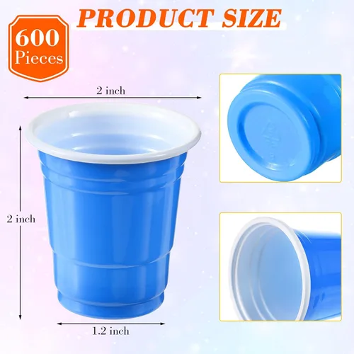 Miniatura 2 de Mimorou Paquete de 600 vasos de chupito de plástico de 2 onzas, vasos desechables de plástico, mini tazas multicolor para barbacoa, fiesta