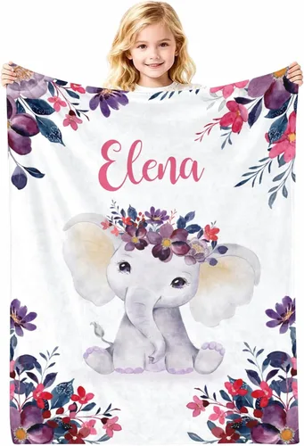 Miniatura 21 de Manta de bebé personalizada con nombre, cobijas de franela suaves y personalizadas con diseño de animales para recién nacidos, niños y niñas