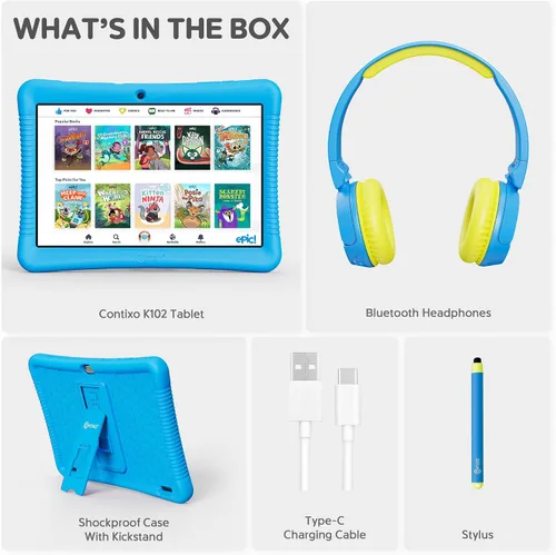 Miniatura 8 de Contixo K102 - Paquete de tabletas para niños de 10 pulgadas, auriculares inalámbricos para niños, 32 GB, aplicaciones educativas de aprendizaje