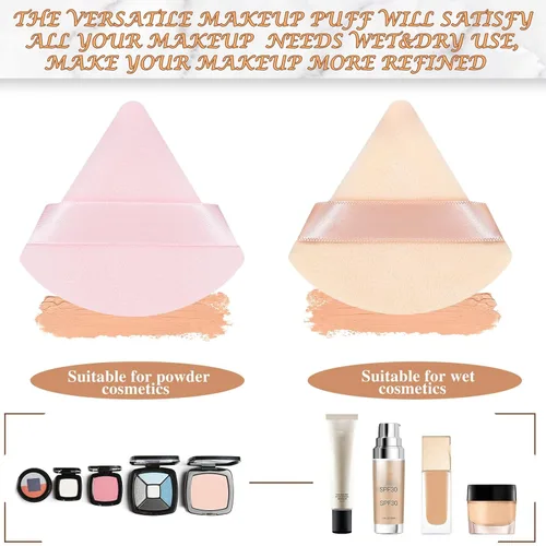 Miniatura 5 de Suclain 48 esponjas triangulares de terciopelo suave para maquillaje de rostro, esponjas triangulares para maquillaje cosmético húmedo y seco