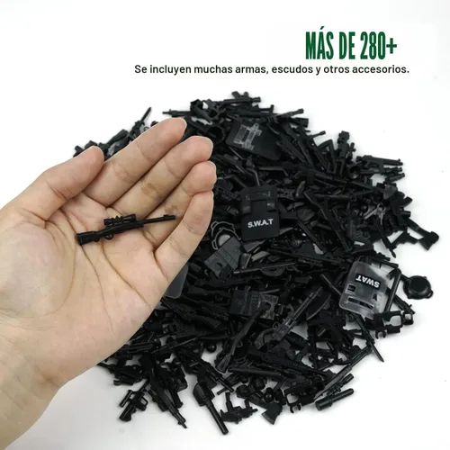 Miniatura 2 de Pamvava Paquete de armas militares WW2, juego de accesorios del ejército para figuras, más de 280 piezas de pistolas de ladrillo de soldado SWAT