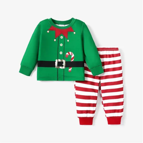 Miniatura 5 de PATPAT Conjunto de pijama de manga larga con estampado geométrico básico para bebé