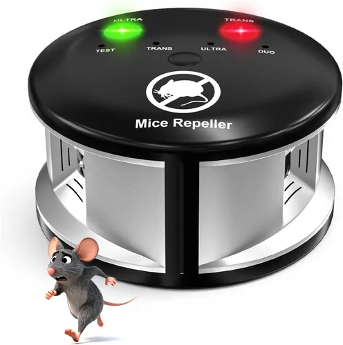 Repelente de ratones, enchufe ultrasónico, repelente de roedores electrónico para interiores con luz estroboscópica LED, dispositivo repelente de