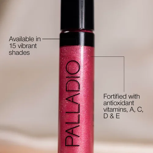 Miniatura 6 de Palladio Brillo de labios, brillo de labios no pegajoso, contiene vitamina E y aloe, ofrece un color intenso e hidratación, minimiza las arrugas