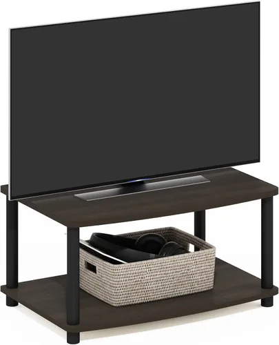 Miniatura 12 de Furinno Turn-N-Tube Soporte de TV, centro de entretenimiento de esquina de 3 niveles con estantes abiertos, consola de TV sin herramientas para TV