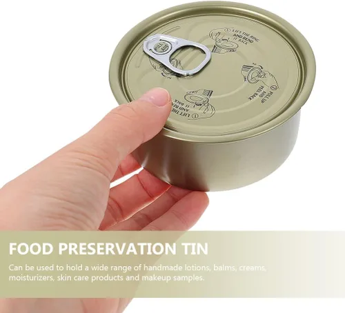 Miniatura 3 de Luxshiny Paquete de 12 latas redondas de hojalata de grado alimenticio con tapas, 3.66 x 3.66 x 1.65 pulgadas, almacenamiento hermético