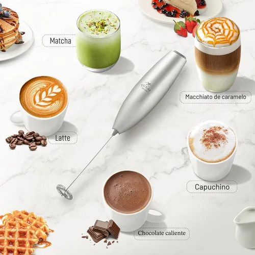 Miniatura 5 de Zulay Potente espumador de leche para café con motor de titanio mejorado, batidor eléctrico de mano, espumador de leche, mini mezclador y licuadora