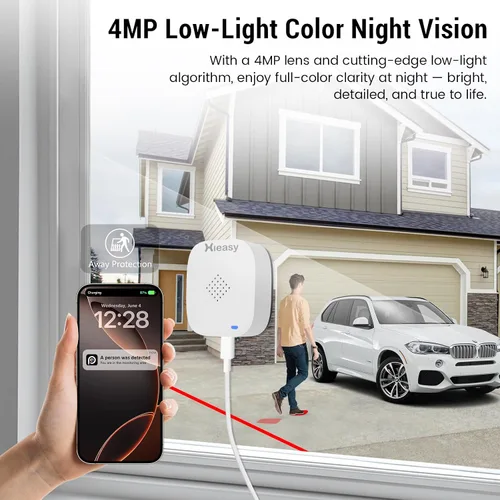 Miniatura 4 de Cámara de ventana de 4MP 2.5K, sin suscripción mensual, visión nocturna a todo color, detección de movimiento AI, WiFi de doble banda de 2.4 GHz y 5