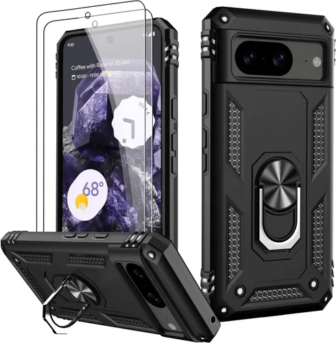 Miniatura 12 de LUMARKE Funda para Google Pixel 5 con protector de pantalla, pasa 16 pies, probada en caídas, grado militar, con soporte de anillo magnético, Rojo