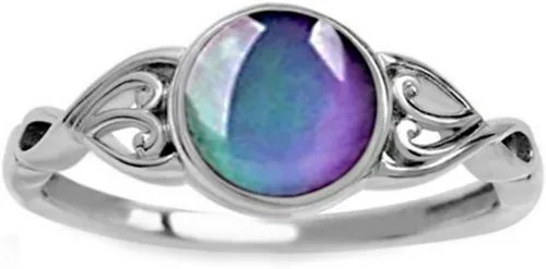 Jude Jewelers Anillo de estado de ánimo que cambia de color de piedra lunar de forma redonda
