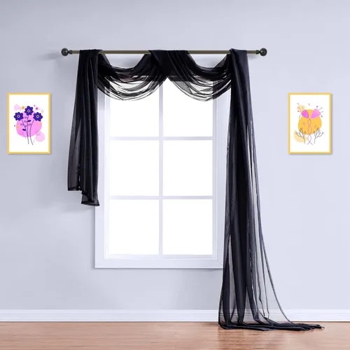 Miniatura 19 de Warm Home Designs Bufanda transparente de 24 pies de largo color azul polvoriento. Estas bufandas de cenefa de longitud XXL de 54 x 288 pulgadas