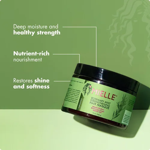 Miniatura 3 de Mielle Organics - Mascarilla Capilar Fortalecedora de Romero y Menta para Cabello Dañado, Tratamiento Acondicionador Profundo Enriquecido