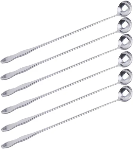 Miniatura 11 de SellerWay Cuchara de mango largo, cucharadita de acero inoxidable helado de 10 pulgadas para mezclar, té, batido, café, 3 formas diferentes