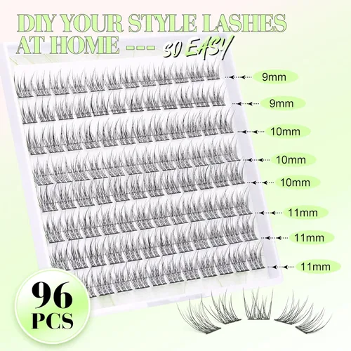 Miniatura 6 de Extensiones de pestañas en racimo naturales, extensiones de pestañas individuales onduladas, pestañas cortas de 0.315 a 0.394 pulgadas