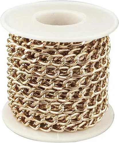 Miniatura 7 de N/C Cadenas de aluminio de 15 pies de eslabones de perlas de imitación, cadena de eslabones trenzados, cadenas de cable cruzado con colgante