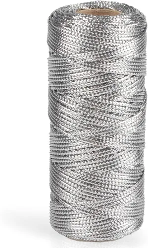 Miniatura 7 de Cuerda metálica de oropel para colgar adornos de Navidad, decoración, manualidades y envoltura de regalos, 0.059 in, 110 yardas (dorado)