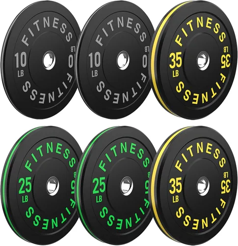Miniatura 46 de Discos de peso olímpicos de 2 pulgadas y caucho para barras, discos para gimnasio en casa, entrenamiento de fuerza y levantamiento de pesas, 10 a
