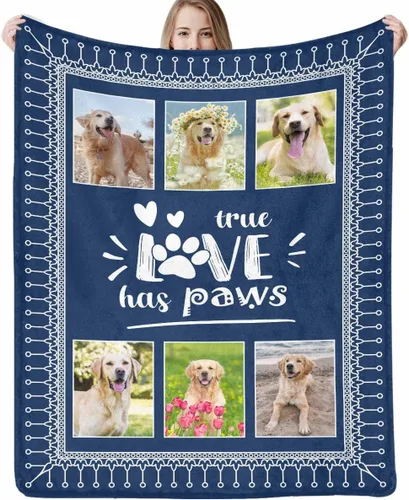 Miniatura 25 de Artsadd Manta conmemorativa personalizada para perros con fotos de perro y nombre, manta conmemorativa personalizada para mascotas, recuerdo