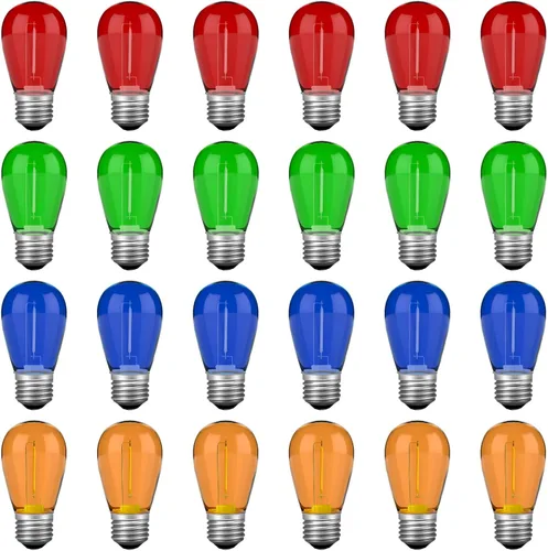 Miniatura 8 de VISTERLITE Paquete de 24 bombillas LED S14 de Navidad, color rojo y verde, de plástico irrompibles, de 1 vatio, bombillas de repuesto para luces