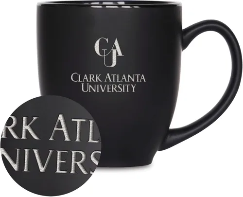 Miniatura 242 de Rico Industries - Taza de cerámica mate negra con grabado láser estándar de 15oz para NCAA (escuelas T & U) - Para bebidas calientes o frías