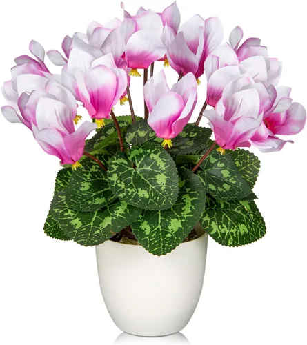 Miniatura 17 de Hollyone Flores artificiales de hortensias azules en maceta, flores grandes de seda de tres cabezas, arreglos florales falsos para interiores