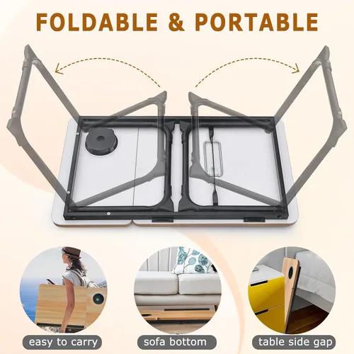Miniatura 6 de Mesa portátil ajustable para cama, mesa de cama para portátiles, soporte para portátil para camas, escritorio de regazo plegable para portátiles