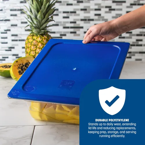 Miniatura 5 de Carlisle FoodService Products StorPlus Tapa inteligente, cubierta para bandejas de comida de tamaño medio, 12.75 x 10.375 pulgadas, 1 unidad, azul