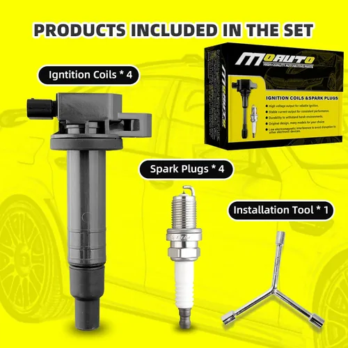 Miniatura 6 de Juego de 4 bobinas de encendido UF316 90919-02240 y 4 bujías de iridio compatibles con Scion Toyota XA XB Yaris Echo Prius Camry - L4 1.5L