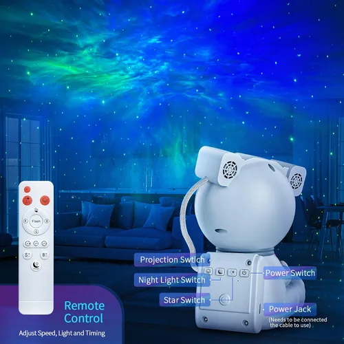 Miniatura 4 de Cayclay Proyector astronauta de galaxia, proyector de estrellas con temporizador y control remoto, luz nocturna con lámpara de luna, lámpara LED