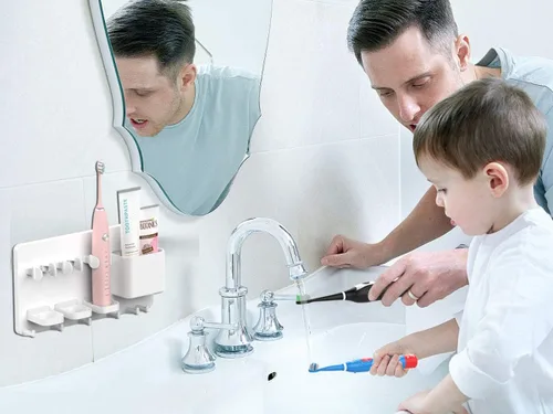 Miniatura 7 de simpletome - Soporte adhesivo para cepillo de dientes eléctrico, montaje en pared, color blanco No Drilling Required Adhesive Installation