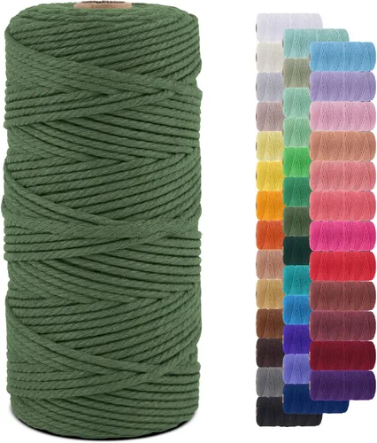 Miniatura 123 de Cuerda de macramé de 0.079 in para 219 yardas, cuerda de algodón natural para manualidades, hilo de cuerda de macramé de colores para colgar