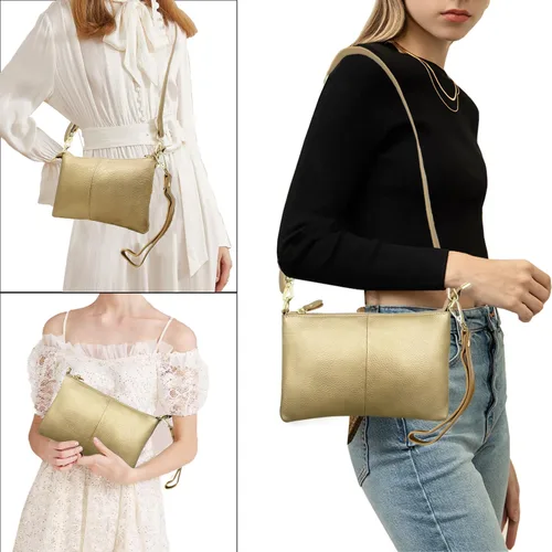 Miniatura 6 de Beurlike Cartera de cuero para mujer, bolso cruzado pequeño para teléfono