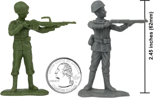 Miniatura 3 de BMC WW2 D-Day Plastic Army Men - 34 figuras de soldado estadounidense, británico, alemán