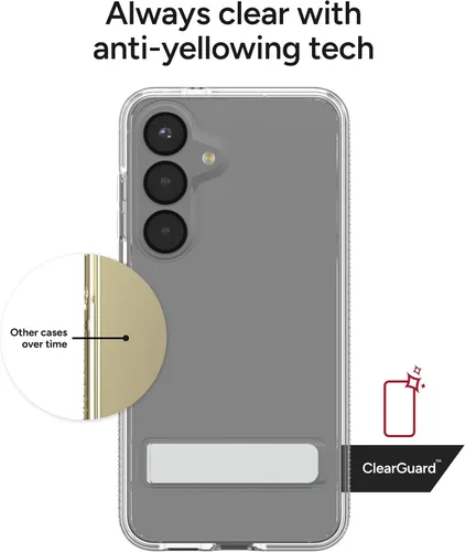 Miniatura 6 de ZAGG Crystal Palace - Funda para Samsung Galaxy S25 con función atril, transparente, protección contra caídas de 13 pies, antiamarilleo, reforzado