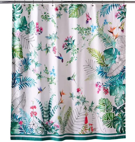Miniatura 33 de Maison d' Hermine Cortina de ducha 100% algodón, un panel, 70 x 72 pulgadas, cortinas de ducha de tela lavable para baño, fácil de colgar con 12
