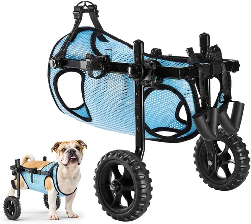 VEVOR Silla de ruedas para perros para patas traseras, silla de ruedas ligera de 2 ruedas para mascotas, altura, ancho y longitud ajustable, carrito