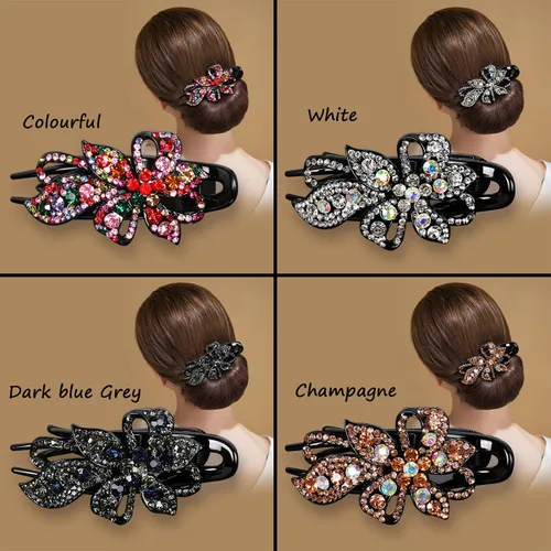 Miniatura 2 de 4 pinzas decorativas con diamantes de imitación brillantes para cabello fino, pasadores de graduación, pinzas de diamante con accesorio