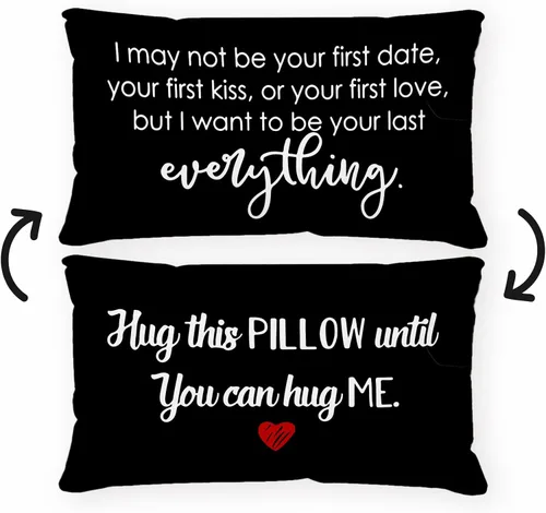 Sufamb Regalos románticos de relaciones de larga distancia, reversible, decoración para el hogar y el dormitorio, funda de almohada de 12 x 20