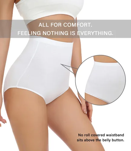 Miniatura 3 de wirarpa Ropa interior de algodón para mujer, de cintura súper alta, elásticos, cobertura completa, paquete de 4