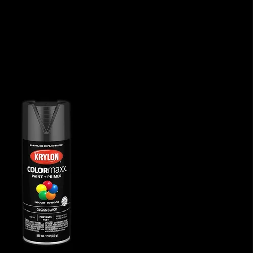 Miniatura 2 de Krylon - Pintura y primer en aerosol COLORmaxx K05505007, para uso en interiores y exteriores, 12 onzas, paquete de 2, negro brillante