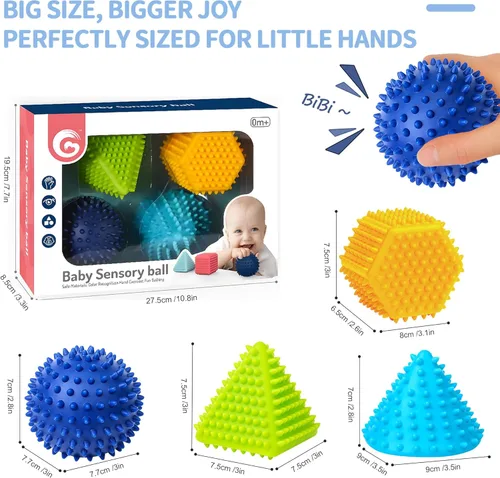 Miniatura 5 de Pelota sensorial para bebés de 6 a 12 meses, bolas de bebé para niños pequeños de 1 a 3 años, alivio del estrés, bolas sensoriales texturizadas