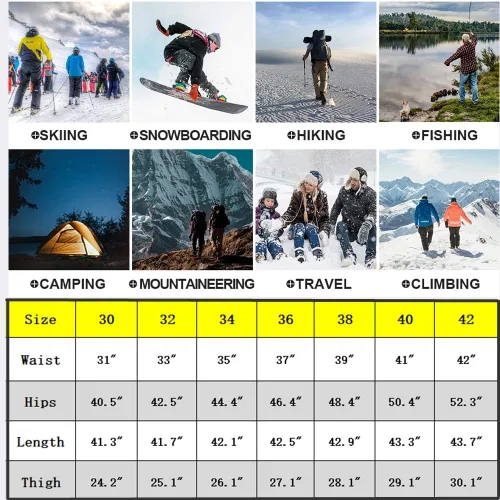 Miniatura 7 de Jessie Kidden - Pantalones de hombre impermeables, para actividades en exteriores, senderismo, nieve, esquí, pesca, con forro de felpa, térmicos