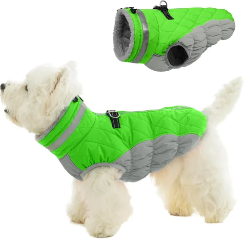 Miniatura 50 de Abrigo de invierno para perro, chaqueta grande para perro, chaqueta impermeable para mascotas con cremallera trasera, abrigo para mascotas con arnés