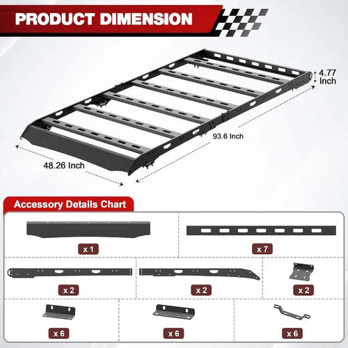 Miniatura 4 de Soporte de techo para Toyota 4Runner 2010-2024 5ª generación, cesta de carga de longitud completa resistente con barras transversales, estante