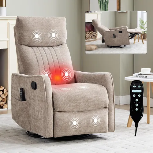Miniatura 28 de Recliner Chair, Swivel Fabric Massage Rocker Recliner Chair for Adults, Manual Nursery Chair Glider Recliner with Massage and Heat for Living Room