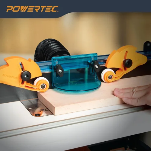 Miniatura 6 de POWERTEC Guía de Material con Rodillos Ajustable, Herramienta Alimentadora de Material con Rodamiento Unidireccional – Reduce el Retroceso y Aumenta