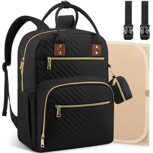 Miniatura 12 de Tenot Mochila para pañales de bebé, bolsas de pañales de viaje para niñas y niños, bolsa de bebé de gran capacidad, mochila para mujeres
